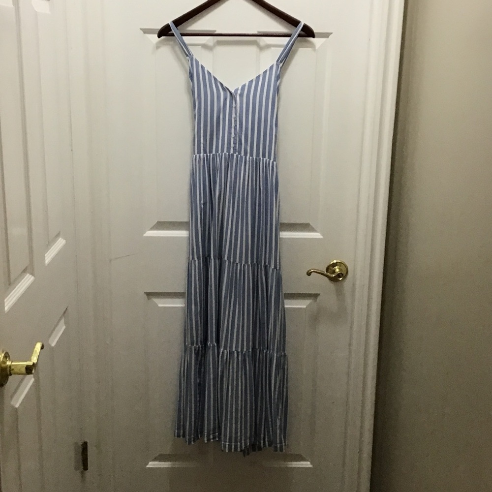 Old Navy Blue and White Striped Maxi Dress